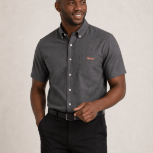 Mens Short Sleeved Charcoal Chambray Shirt