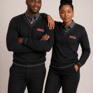 Long Sleeved Charcoal Knit Pull-Over Jersey with Boxer Logo and Grey Trim Unisex