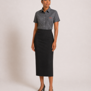 Ladies Black 74CM Pencil Skirt with Back Slit