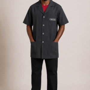 Charcoal Dust Coat with Boxer Print on Pocket Unisex