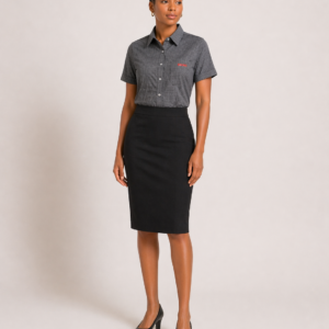 Ladies Black 68CM Pencil Skirt with Back Slit