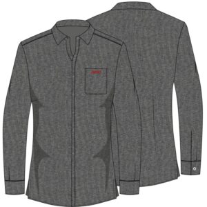 Ladies Long Sleeved Charcoal Chambray Blouse