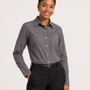 Ladies Long Sleeved Checked Blouse