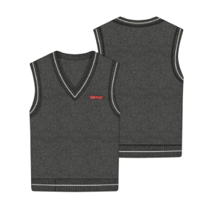 Sleeveless Charcoal Knit Pull-Over Jersey with Boxer Logo and Grey Trim