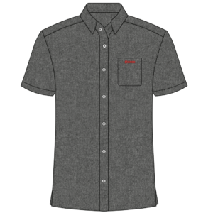 Ladies Short Sleeved Charcoal Chambray Blouse