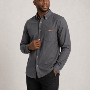 Mens Long Sleeved Charcoal Chambray Shirt