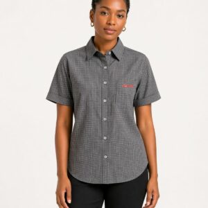 Ladies Short Sleeved Checked Blouse