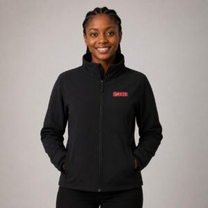 WG SALE - Ladies Black Soft Shell Jacket with Boxer Logo